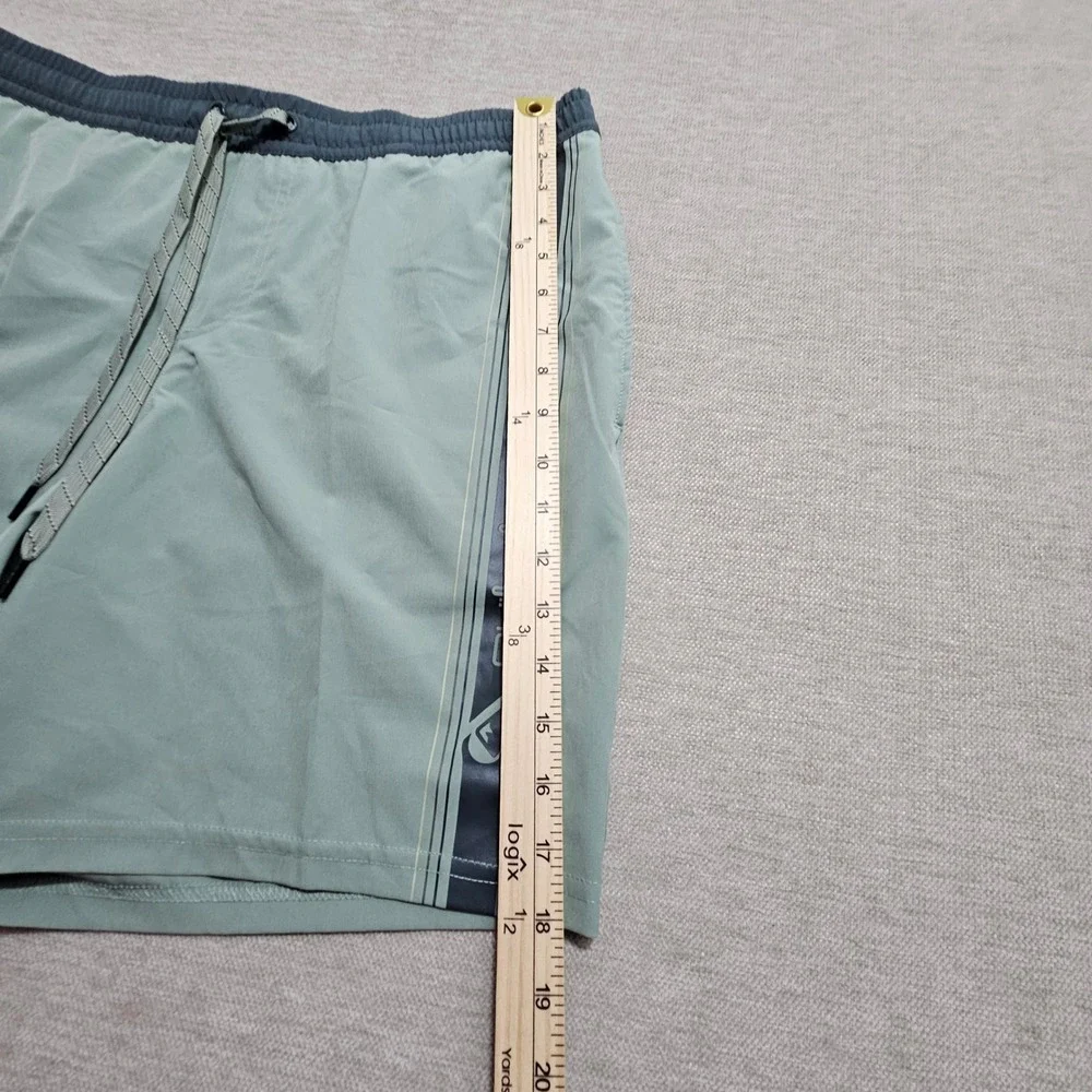 Quiksilver NWT Swim Trunks Mens Large Green Grey Quick Dry Stretch UPF 50